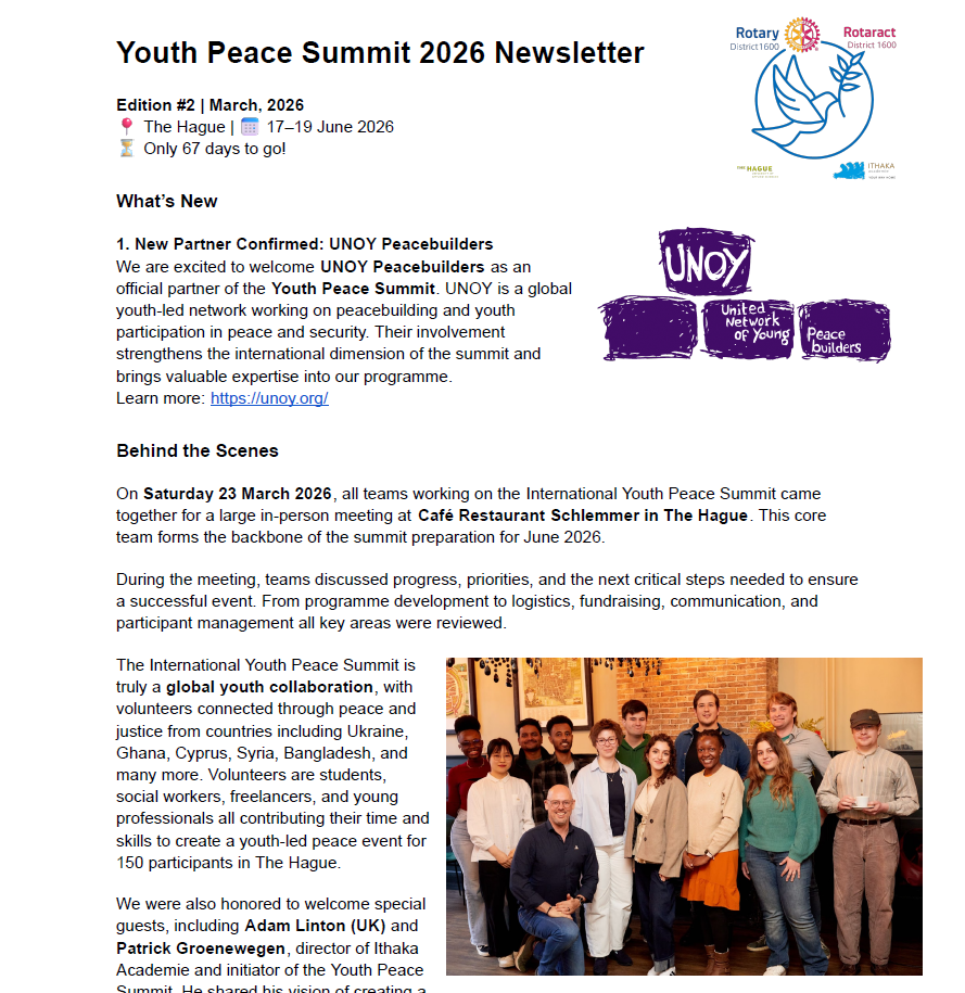 #2 Youth Peace Summit Newsletter