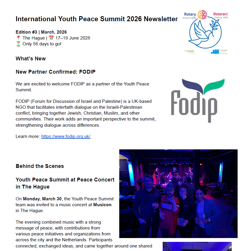 #3 Youth Peace summit newsletter