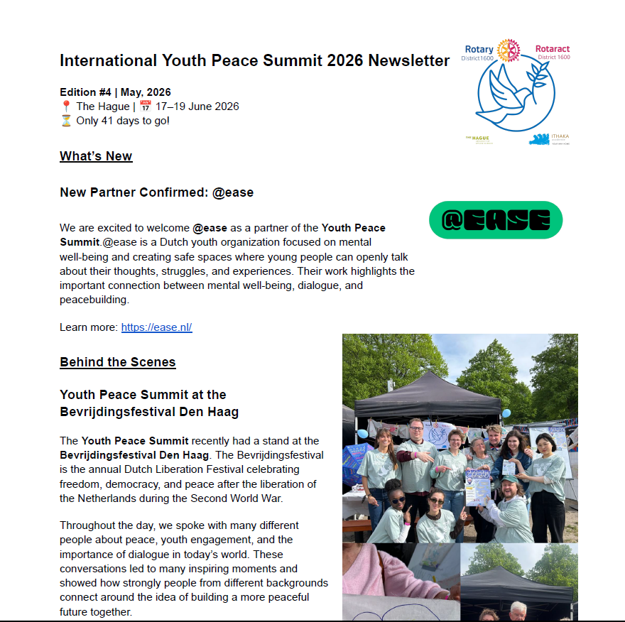 #4 Youth Peace Summit newsletter