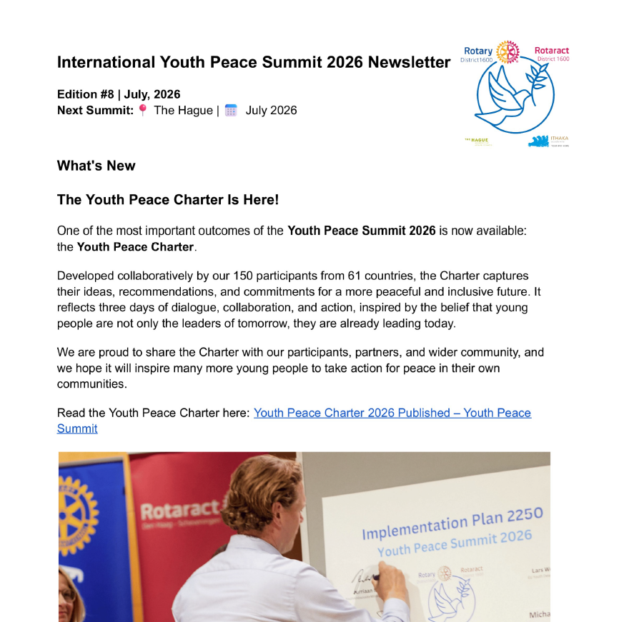 #8 Youth Peace Summit Newsletter